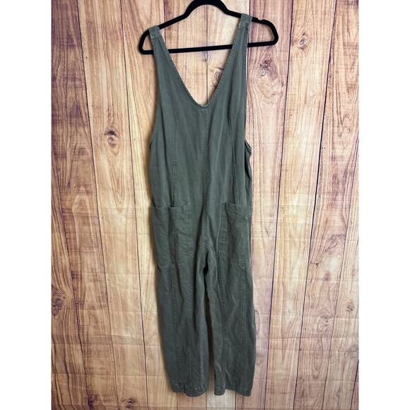 We The Free Oversized Jude Denim Overalls Olive Green Size XS - Picture 6 of 9